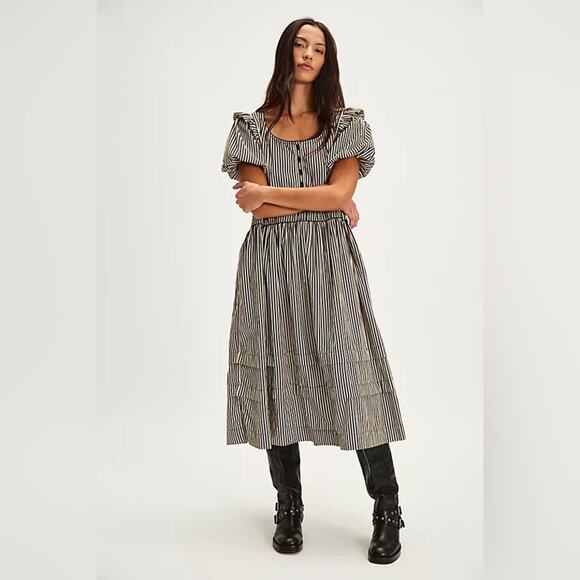 Free People Dresses & Skirts - Free People Collier Cord Stripe Midi Dress Women's Large